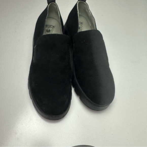 Fly London Black PECE 406 Leather Chunky Wedge Platform Slip On Shoes 38/7.5-8 - Picture 6 of 16